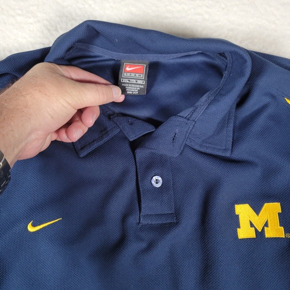 Nike Other - Nike Polo Shirt Mens XXL Blue Michigan Wolverines Dri-FIT Colorblock Authentic